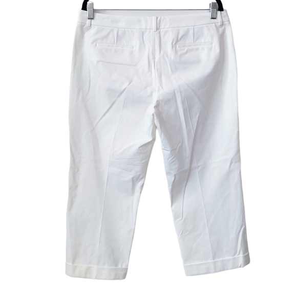 ELIE TAHARI Sloane Capri Pants 12 White Mid-Rise Stretch Cuffed - Picture 2 of 8